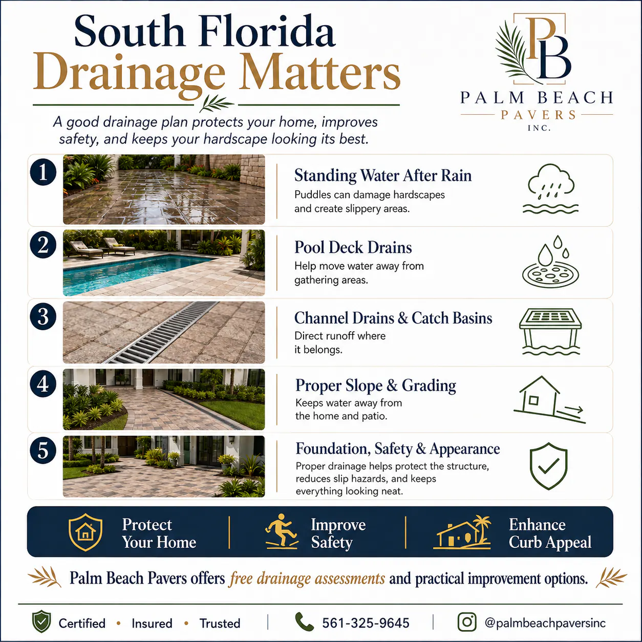 Guide explaining why proper drainage matters around paved surfaces