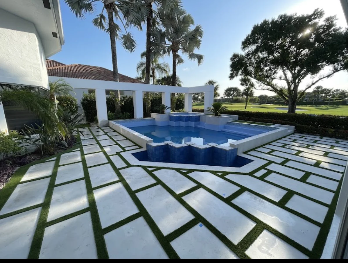 Artificial Turf & Paver Patio work by Palm Beach Pavers