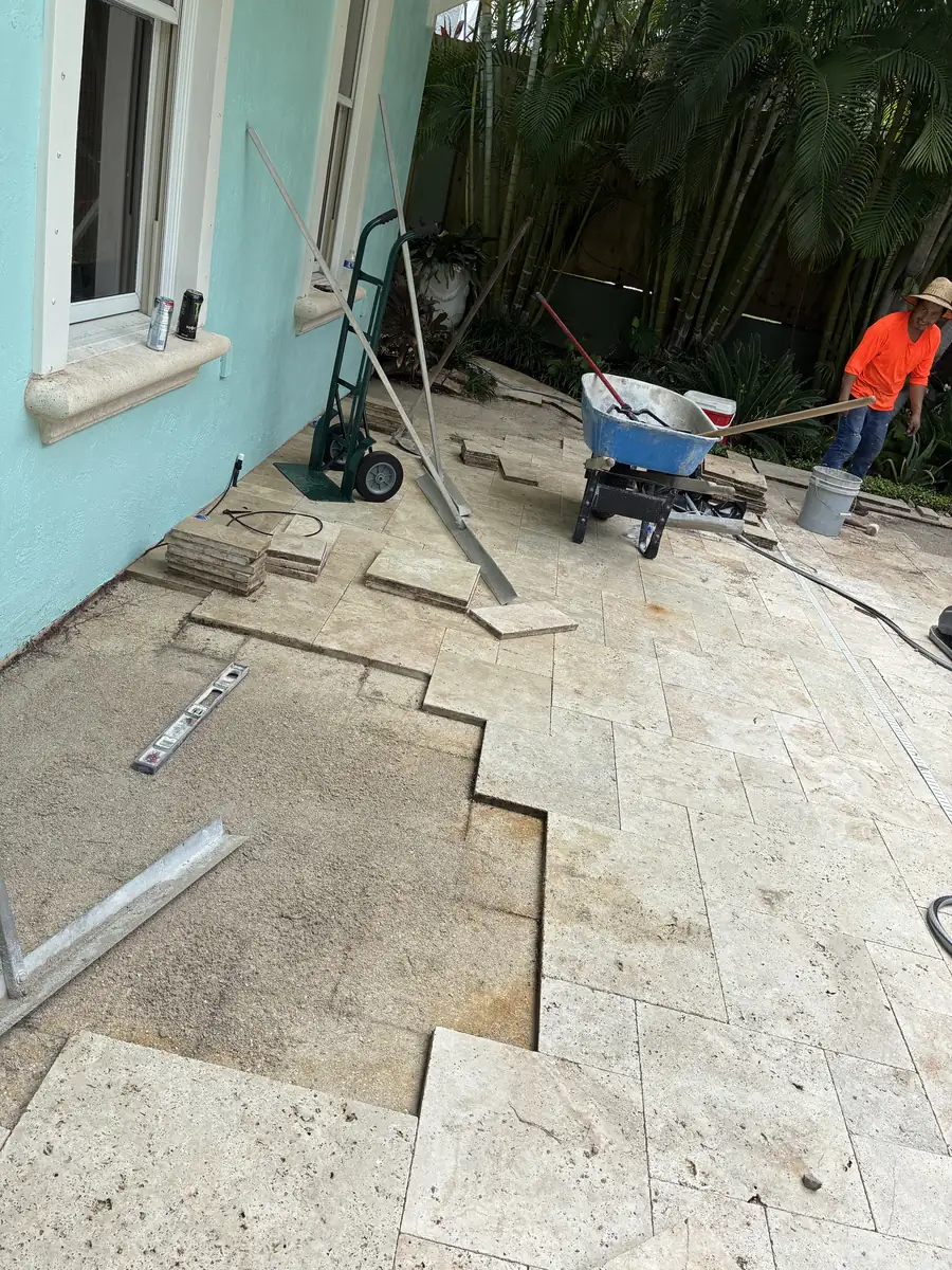 Palm Beach Pavers project detail related to how to fix loose pavers around a pool deck